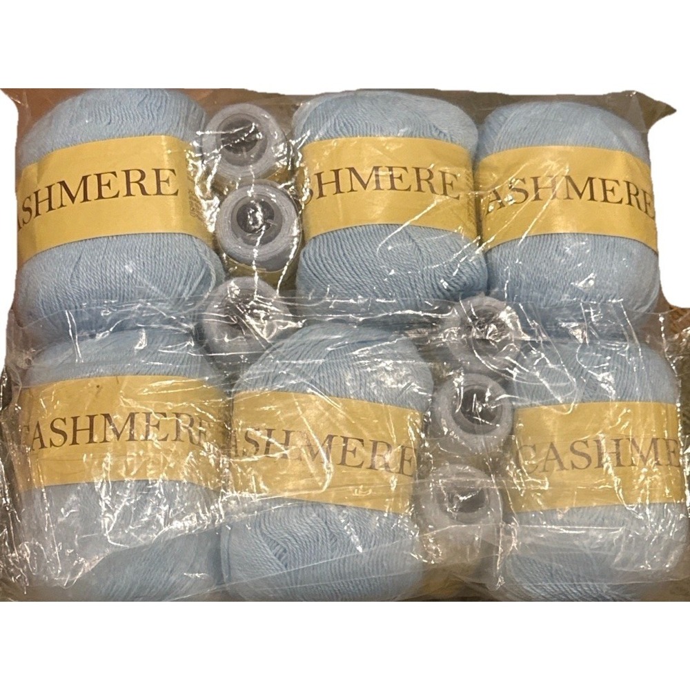Lot of 18 QJH Cashmere Yarn Skeins + 18 Spools Matching Thread Knitting Blue 39 - Picture 3 of 8